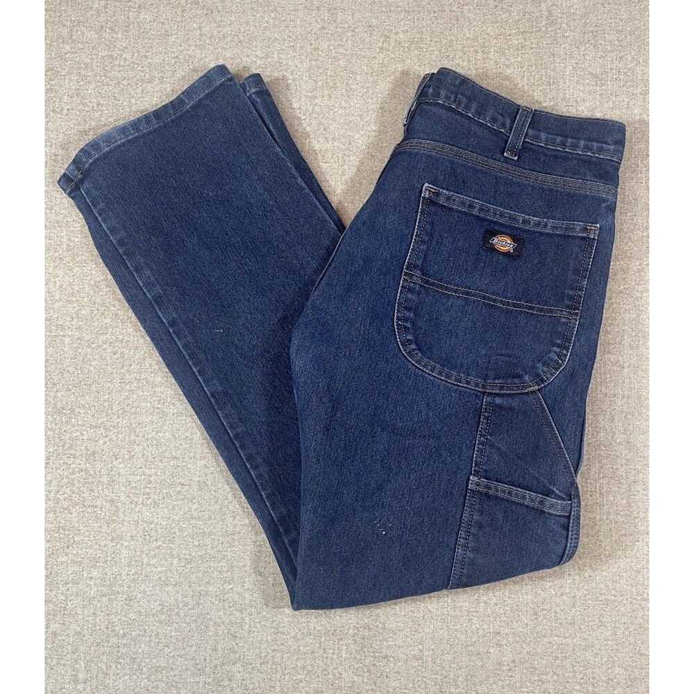 Dickies Mens Blue Cargo Relaxed Straight Leg Jeans Size 32 x 30